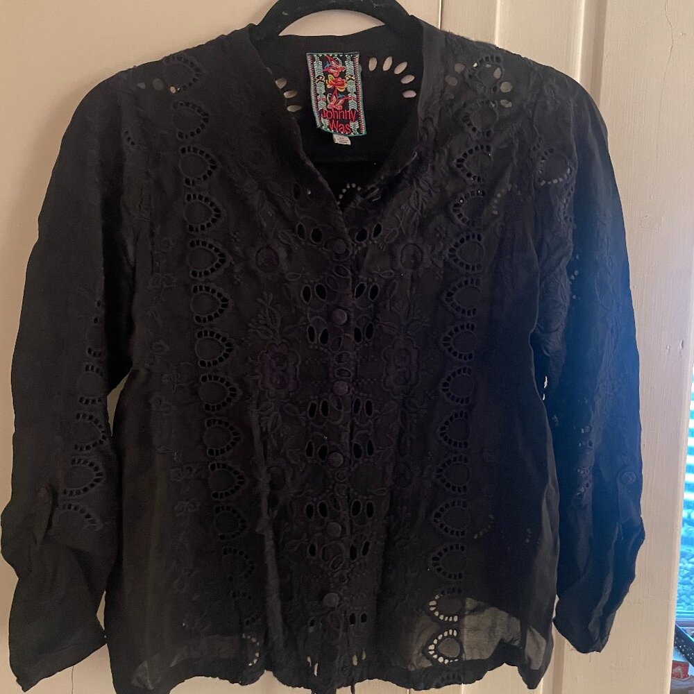 Johnny Was button-up eyelet top